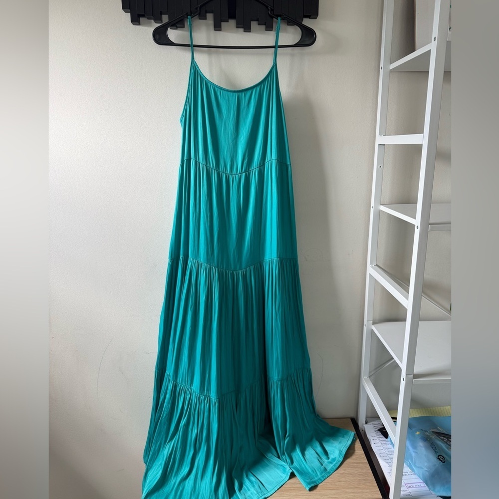 JOIE Women's Teal Spaghetti Strap Maxi Dress With Side Pockets Maxi Dress Sz M - Picture 2 of 13